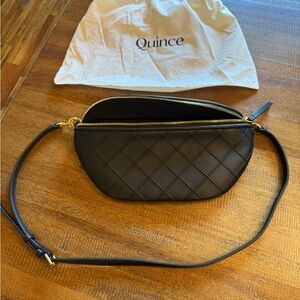 Quince Elegant Black Quilted Crossbody Bag